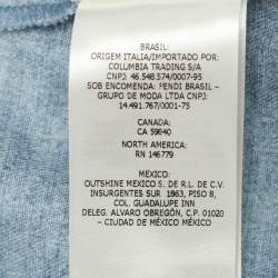 Pre Owned Fendi Blue Brushed Logo Denim High Rise Short S