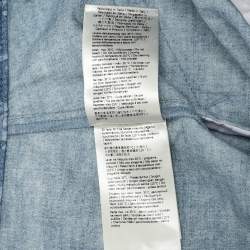 Pre Owned Fendi Blue Brushed Logo Denim High Rise Short S