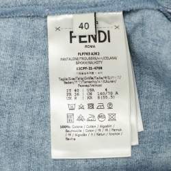 Pre Owned Fendi Blue Brushed Logo Denim High Rise Short S