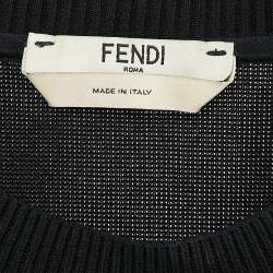 Fendi Black Karlito Fur Trim Stretch Knit Sweatshirt S
