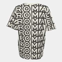 Fendi White/Black Logo Printed Crew Neck T-Shirt S