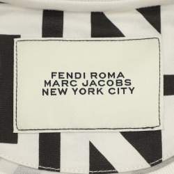 Fendi White/Black Logo Printed Crew Neck T-Shirt S