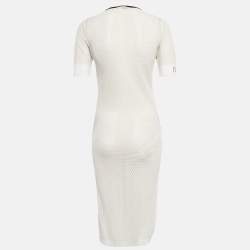 مملوكة مسبقًا Fendi Off-White Mesh Sheer Midi Dress M