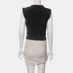 Fendi by Marc Jacobs Grey Cotton, Elastane Sleeveless Distressed Crop Top XS