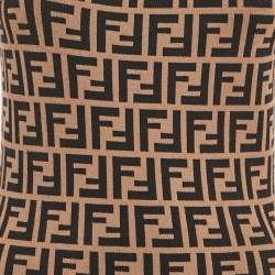 Pre Owned Fendi Brown Zucca Jacquard Knit Sleeveless Bodycon Dress S