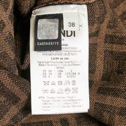 Pre Owned Fendi Brown Zucca Jacquard Knit Sleeveless Bodycon Dress S