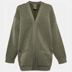 Fendi X Skims Monogram Jacquard Stretch Knit Buttoned Cardigan M