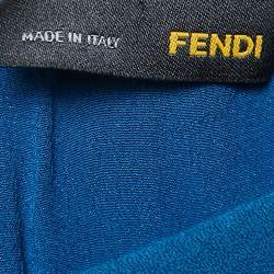 Fendi Blue Crepe Raw Edge Detail Maxi Dress M