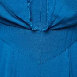 Fendi Blue Crepe Raw Edge Detail Maxi Dress M