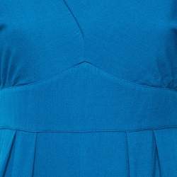 Fendi Blue Crepe Raw Edge Detail Maxi Dress M