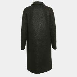 Fendi Black Shearling Velcro Closure Mid-Length Coat M
