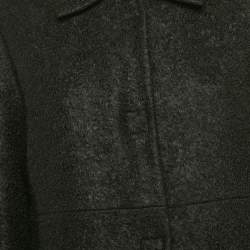 Fendi Black Shearling Velcro Closure Mid-Length Coat M