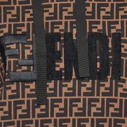 Pre Owned Fendi Brown FF Logo Print Cotton Hooded Sweatshirt S