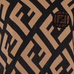 Fendi Brown FF Logo Print Wool Blend Turtle Neck Poncho S