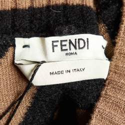 Fendi Brown FF Logo Print Wool Blend Turtle Neck Poncho S