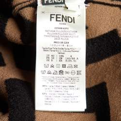 Fendi Brown FF Logo Print Wool Blend Turtle Neck Poncho S
