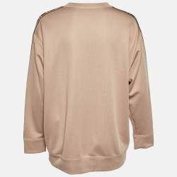 مملوكة مسبقًا سويت شيرت فنْدي لوجو بارز جيرسي بياقة دائرية بيج مقاس صغير (سمول)