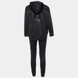 Fendi Black Jersey FF Logo Trim Track Suit XS/S