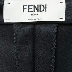 Fendi Black Satin Silk Pleated Shorts S
