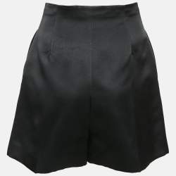 Fendi Black Satin Silk Pleated Shorts S