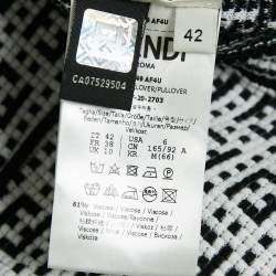 Pre Owned Fendi Black/White FF Textured Knit Crew Neck Pullover M