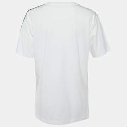 Pre Owned Fendi White Embossed Logo Print Cotton Crew Neck T-Shirt S