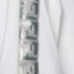 Pre Owned Fendi White Embossed Logo Print Cotton Crew Neck T-Shirt S