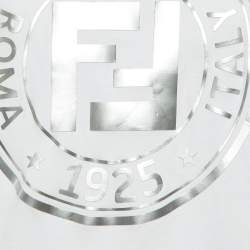 Pre Owned Fendi White Embossed Logo Print Cotton Crew Neck T-Shirt S