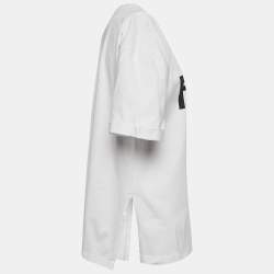 مملوكة مسبقًا Fendi White Embellished Logo Cotton Oversized T-Shirt L