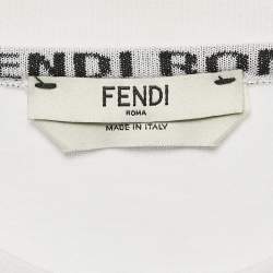 مملوكة مسبقًا Fendi White Embellished Logo Cotton Oversized T-Shirt L