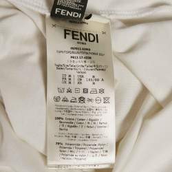 Fendi White Logo Embellished Cotton Crew Neck T-Shirt M