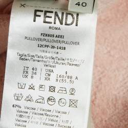 Fendi Pink Monogram Pattern Knit Turtleneck Pullover S