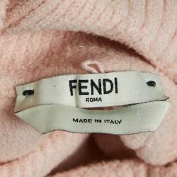Fendi Pink Monogram Pattern Knit Turtleneck Pullover S
