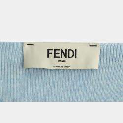 Pre Owned Fendi Blue Wool, Cashmere Knitted Cardigan IT Women 36