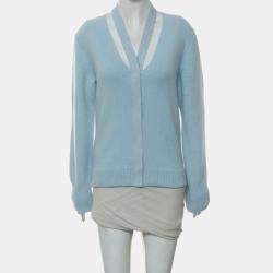 Pre Owned Fendi Blue Wool, Cashmere Knitted Cardigan IT Women 36