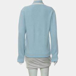Pre Owned Fendi Blue Wool, Cashmere Knitted Cardigan IT Women 36