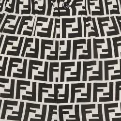 Pre Owned Fendi Black/White Zucca Logo Print Silk Pants M