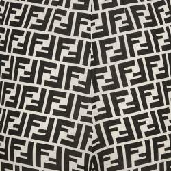 Pre Owned Fendi Black/White Zucca Logo Print Silk Pants M