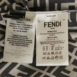 Pre Owned Fendi Black/White Zucca Logo Print Silk Pants M