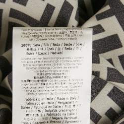 Pre Owned Fendi Black/White Zucca Logo Print Silk Pants M