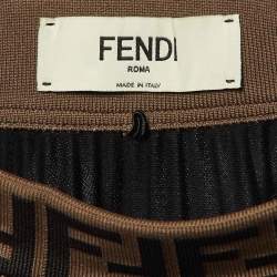 Fendi Black Jersey Logo Waist Band Pleated Midi Skirt S
