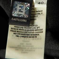 Fendi Black Jersey Logo Waist Band Pleated Midi Skirt S