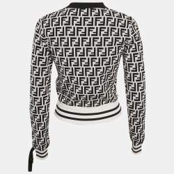 مملوكة مسبقًا Fendi White/Black FF Logo Jacquard Knit Pullover S
