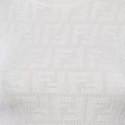 Pre Owned Fendi White FF Monogram Jacquard Knit Midi Sheath Dress XS