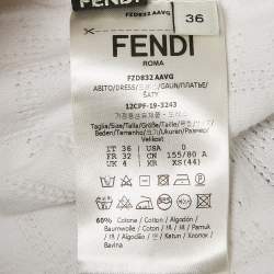 Pre Owned Fendi White FF Monogram Jacquard Knit Midi Sheath Dress XS