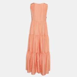 مملوكة مسبقًا Fendi Light Orange Silk Sleeveless Tiered Maxi Dress M