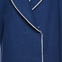 Fendi Navy Blue Fleece Wool Double Breasted Long Coat M