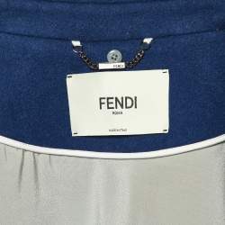 Fendi Navy Blue Fleece Wool Double Breasted Long Coat M