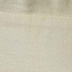 Pre Owned Fendi White Multicolor Distressed Linen Cut-Out Detail Short Dress M