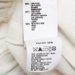 Pre Owned Fendi White Multicolor Distressed Linen Cut-Out Detail Short Dress M